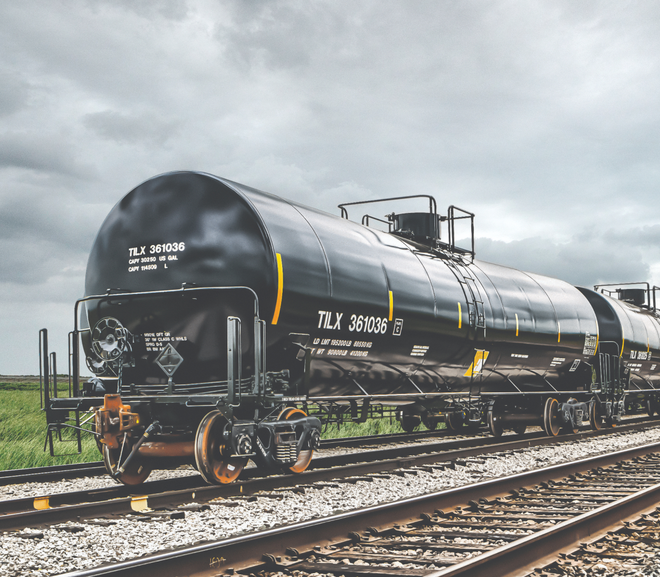 A black tank car